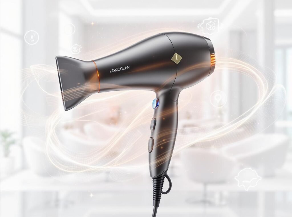 Hair dryer safety features including ionic technology and ceramic heating elements