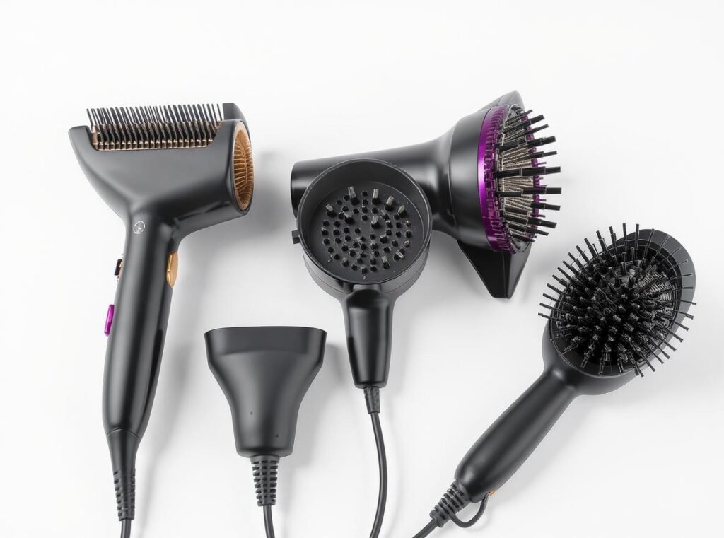 Hair dryer attachments guide - concentrator nozzle, diffuser, and professional styling tools for different hair types