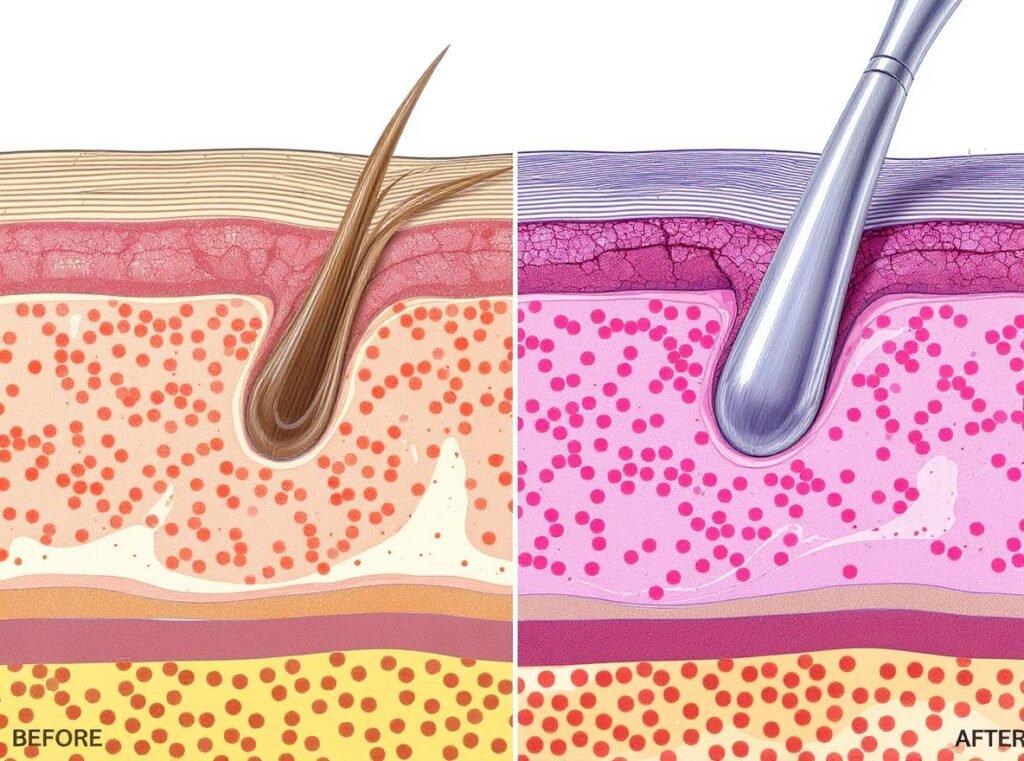 Hair cuticle damage from chemical treatments showing why damaged hair needs special care when blow drying