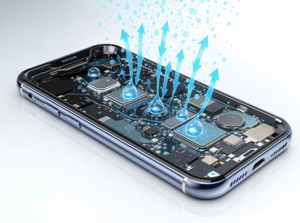 Cross-section showing hair dryers cannot reach internal phone water