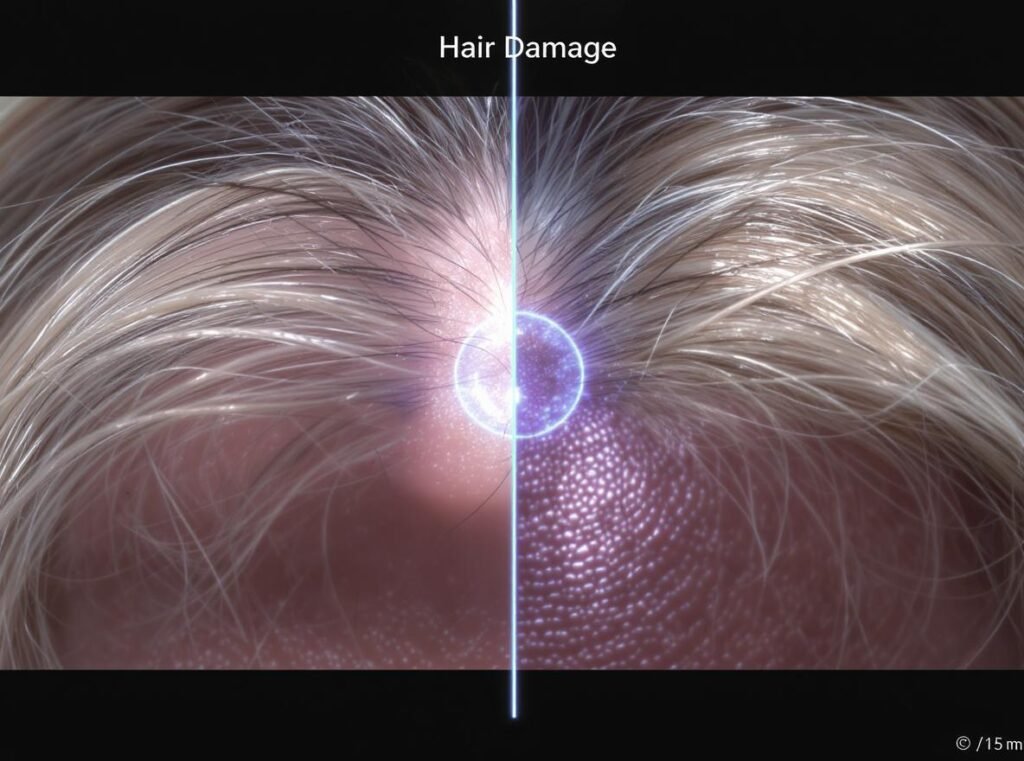 Hair damage comparison showing effects of excessive heat styling