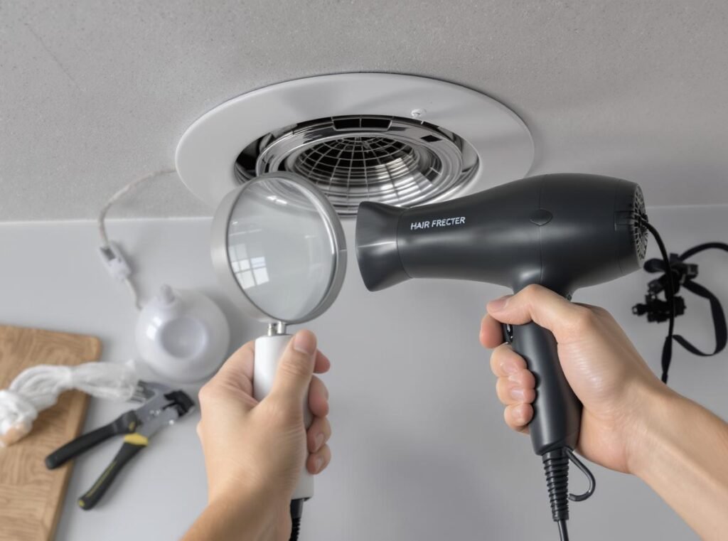 Hair dryer internal components showing debris and wear causes