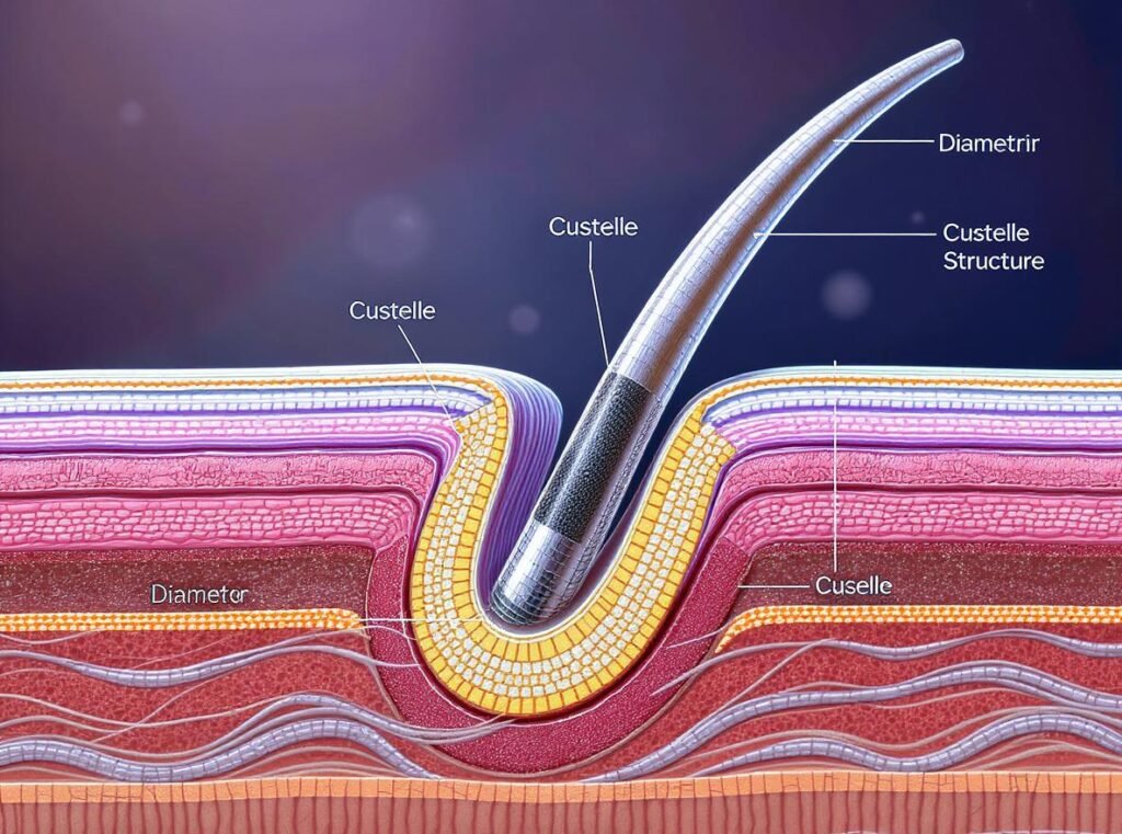 Hair strand microscopic structure showing why different hair types need different temperatures