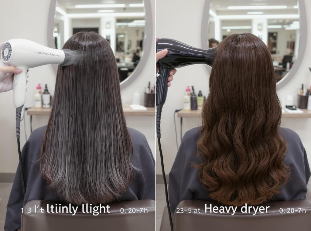 Hair dryer performance comparison lightweight vs heavy drying speed test