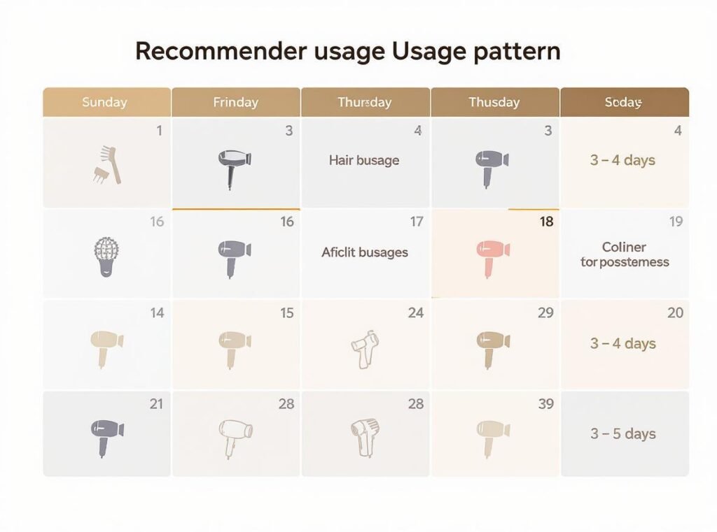 Weekly hair dryer usage frequency recommendation calendar