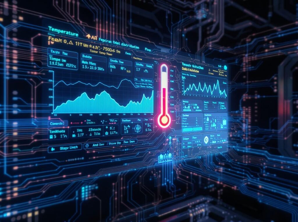 Intelligent heat control system with sensors monitoring hair dryer temperature in real-time