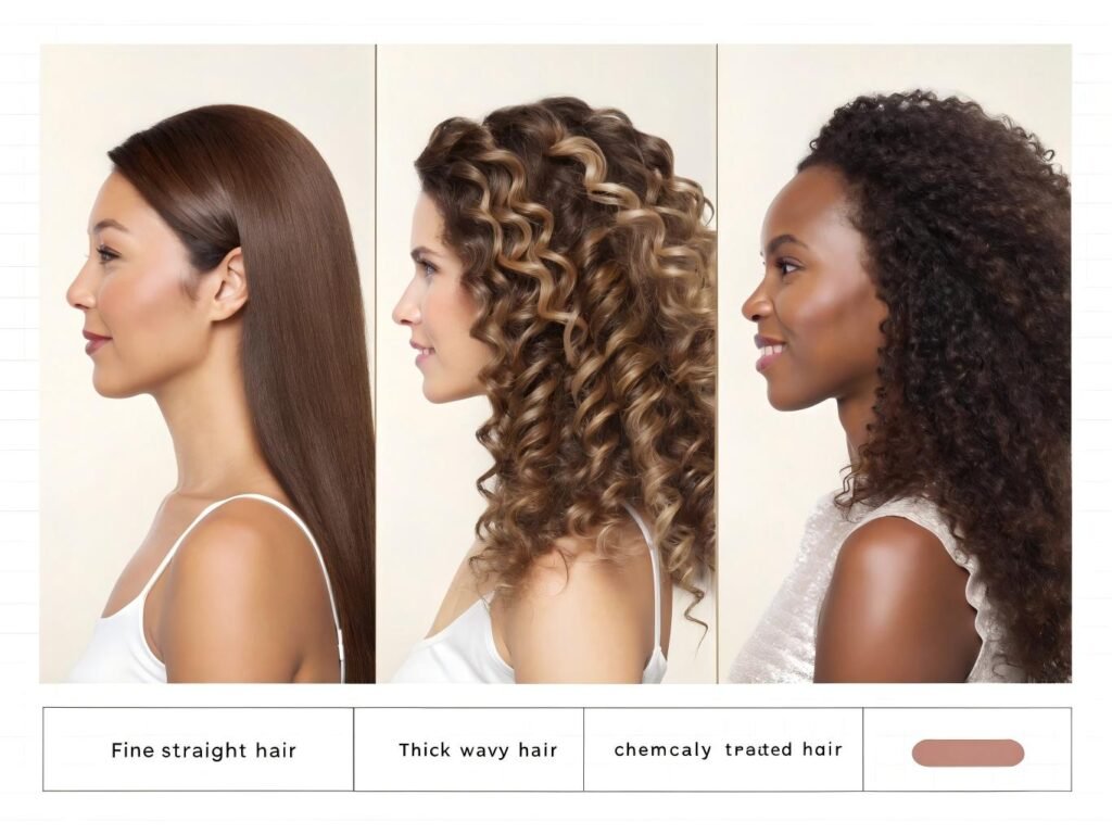 Different hair types requiring specific hair dryer settings and protection