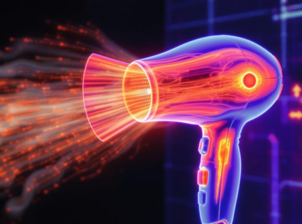 Hair dryer overheating protection system activation visualization