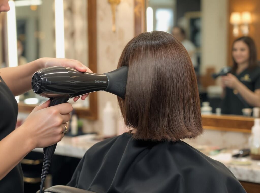Concentrator nozzle creating smooth professional blowout - salon-quality styling at home