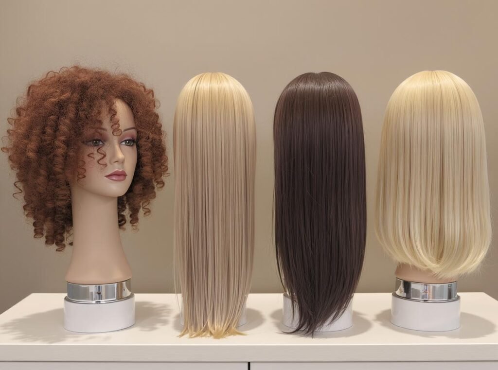 Various hair types showing compatibility with professional hair dryers
