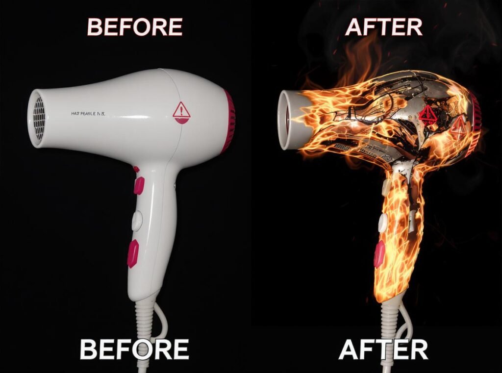 Hair Dryer Wrong Voltage Damage Comparison
