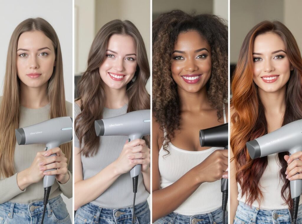 High-speed hair dryer benefits for different hair types including fine, thick, curly and color-treated hair