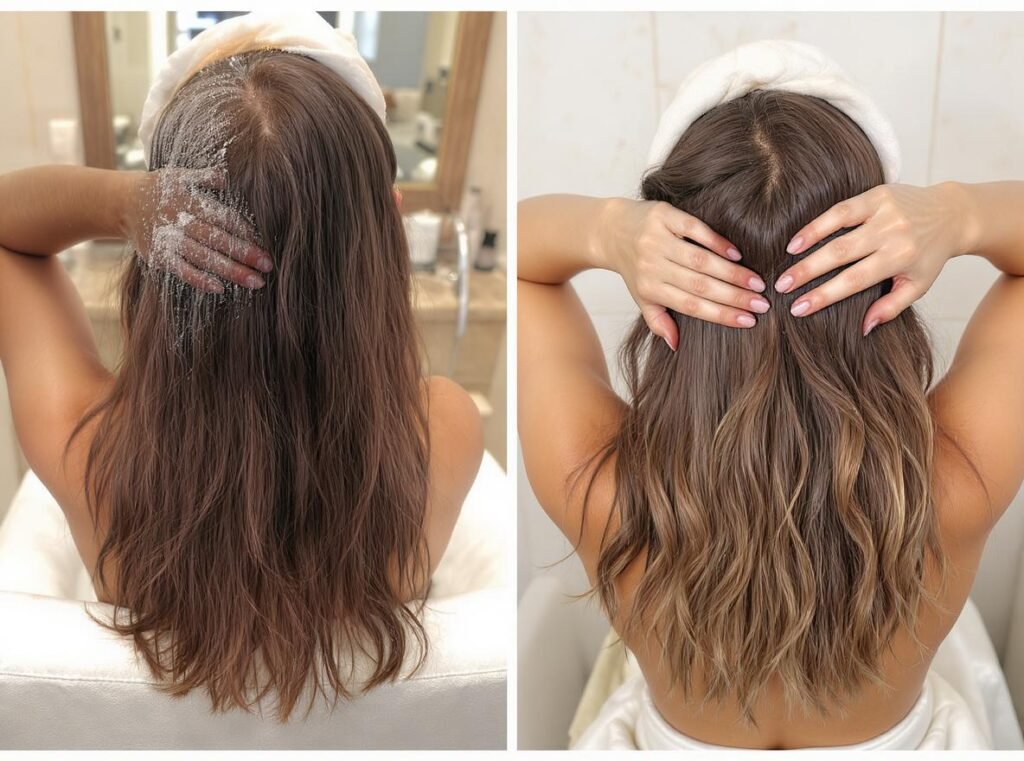 Hair damage repair transformation from heat styling damage