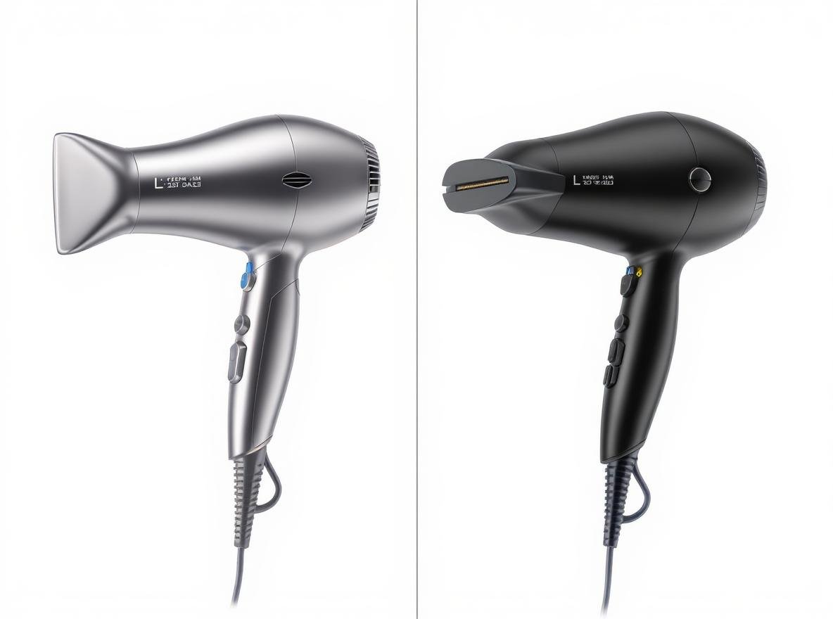 Professional vs consumer hair dryer comparison showing quality differences