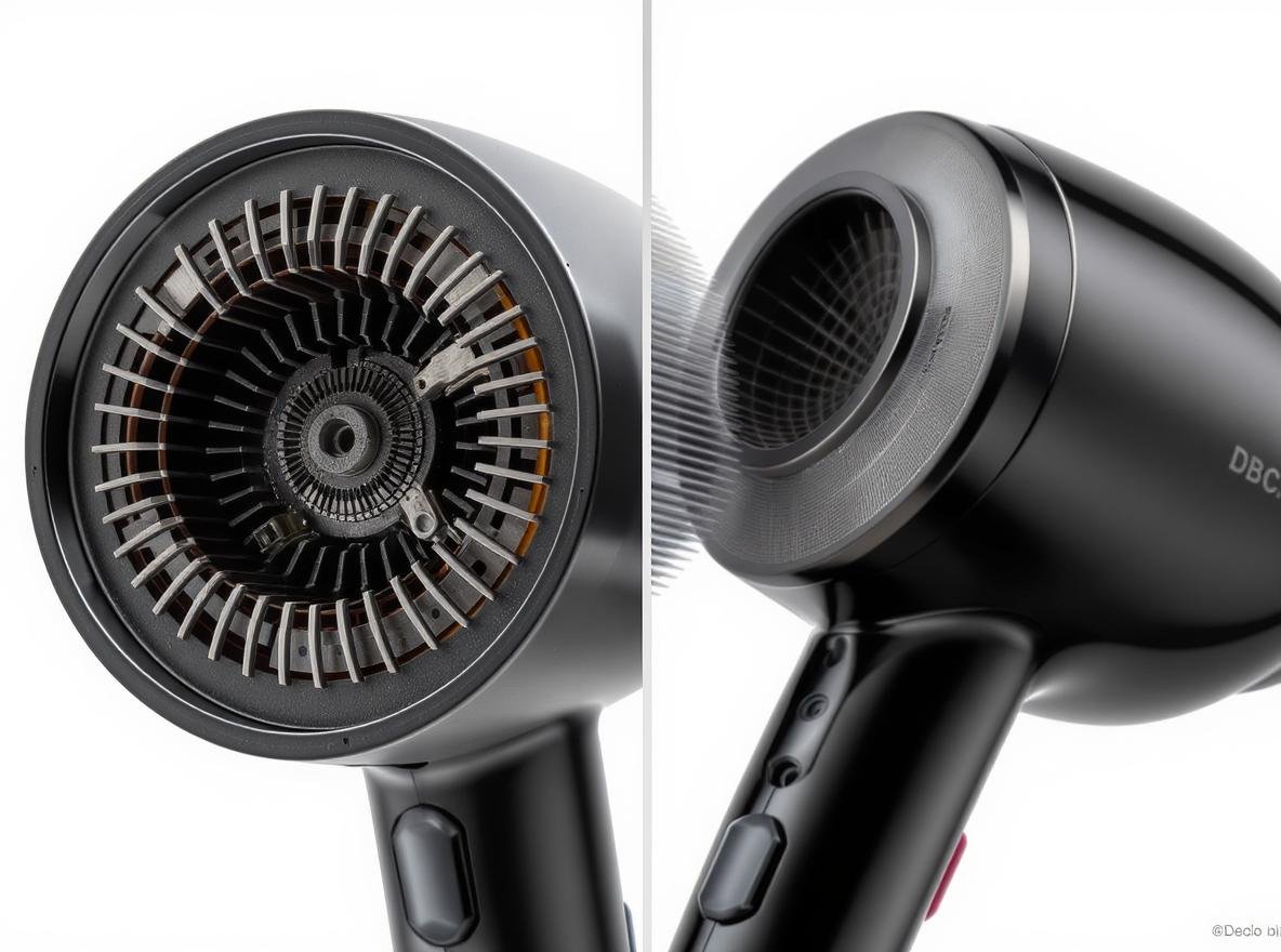 AC vs DC hair dryer motors comparison showing internal components and design differences