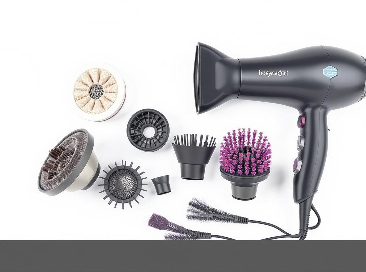 Various hair dryer diffusers showing universal and brand-specific compatibility options