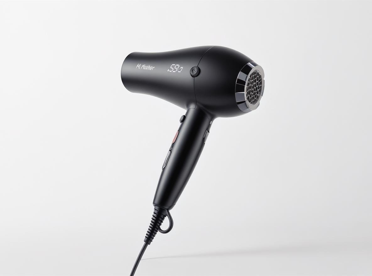 Professional hair dryer with multiple heat settings and digital display