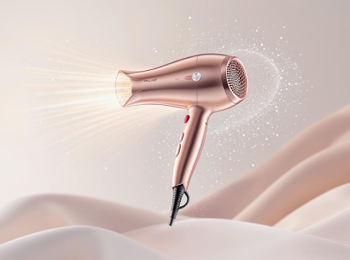 Premium rose gold hair dryer with ionic technology and ceramic heating elements