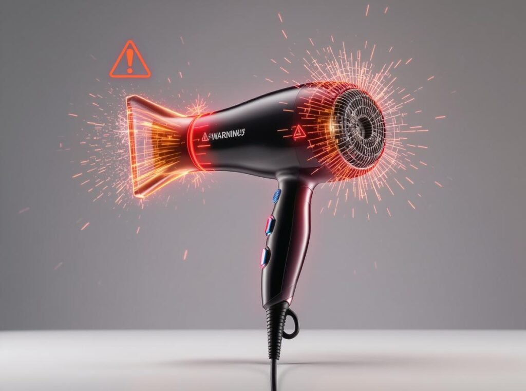 Common hair dryer failures and problems with overheating and blocked vents