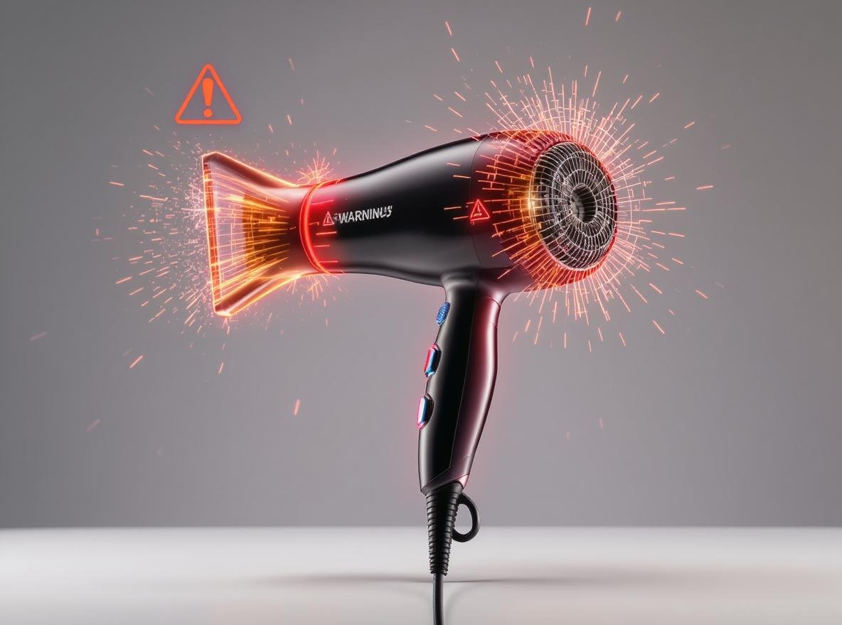 Common hair dryer failures and problems with overheating and blocked vents