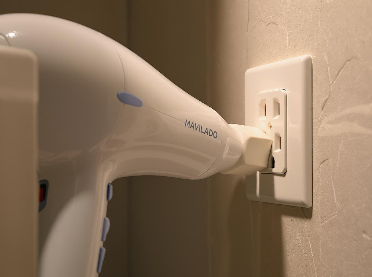 Hair dryer with two-prong plug and ungrounded electrical outlet safety comparison