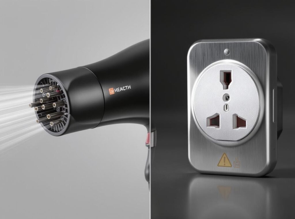 American hair dryer and UK electrical outlet compatibility comparison