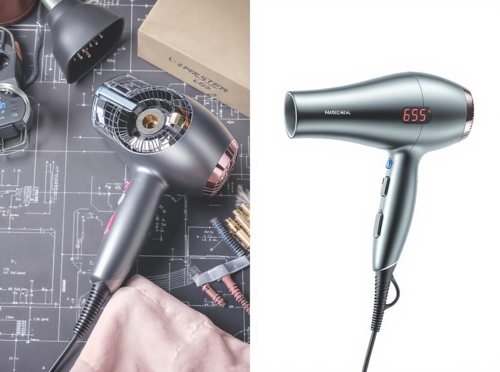 AC vs BLDC hair dryer motors comparison showing traditional and modern designs