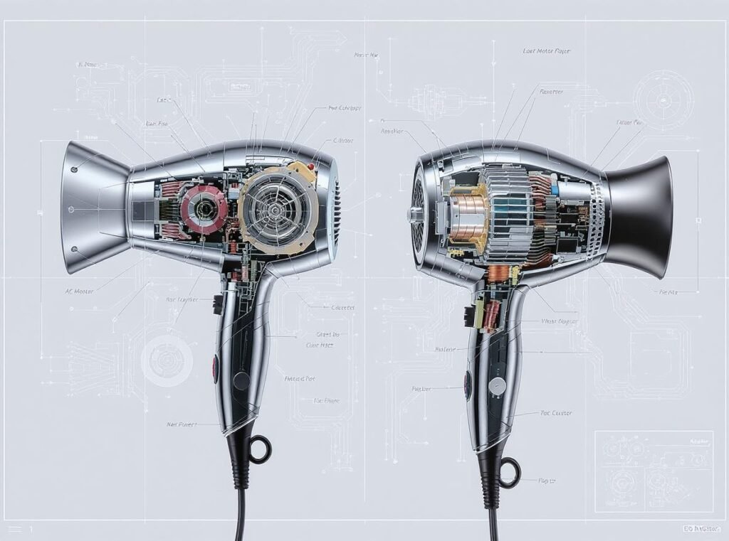 Hair dryer motor comparison AC vs DC motor internal components
