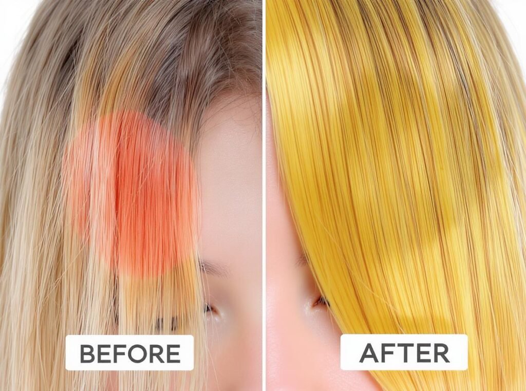 Hair color fade comparison showing heat damage vs healthy colored hair