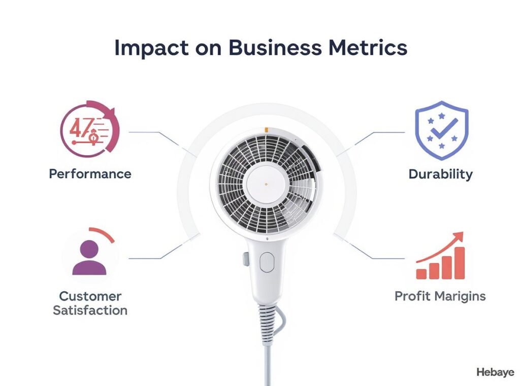 Business impact factors of hair dryer motor types on performance and profitability