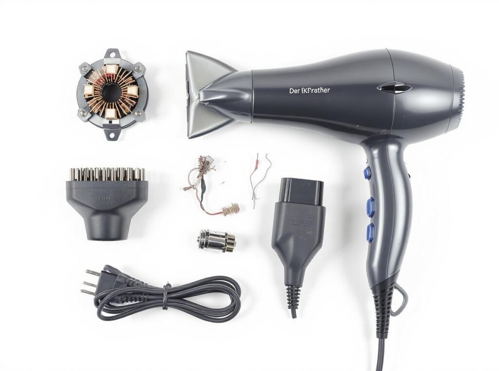 Common hair dryer problems including damaged heating elements cords and motors