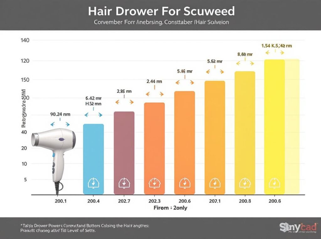 Hair dryer wattage range comparison chart showing power consumption levels