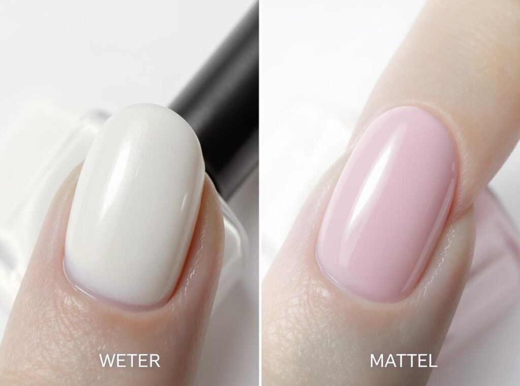 Before and after comparison of wet versus dried nail polish using hair dryer