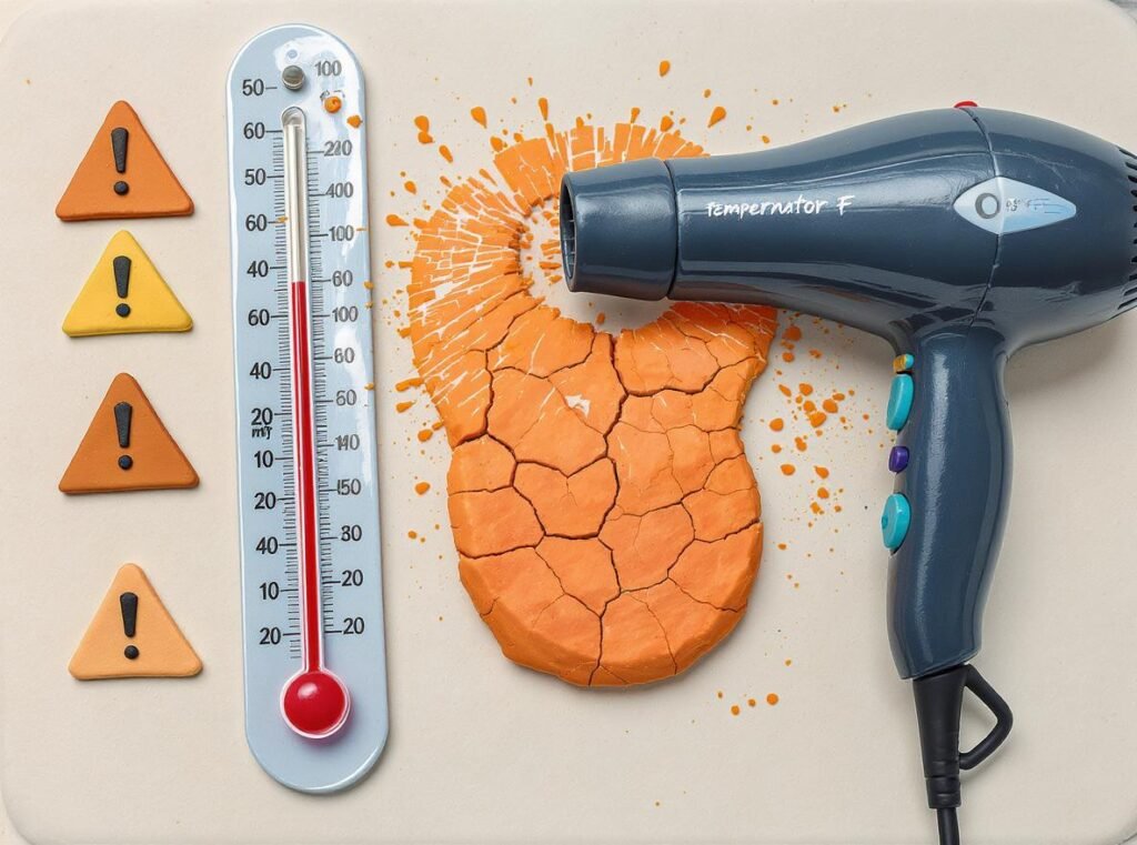 Thermometer showing hair dryer temperature limitations for polymer clay curing