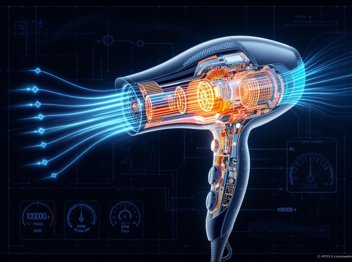 Fast-drying vs gentle-drying hair dryers side-by-side comparison showing airflow patterns