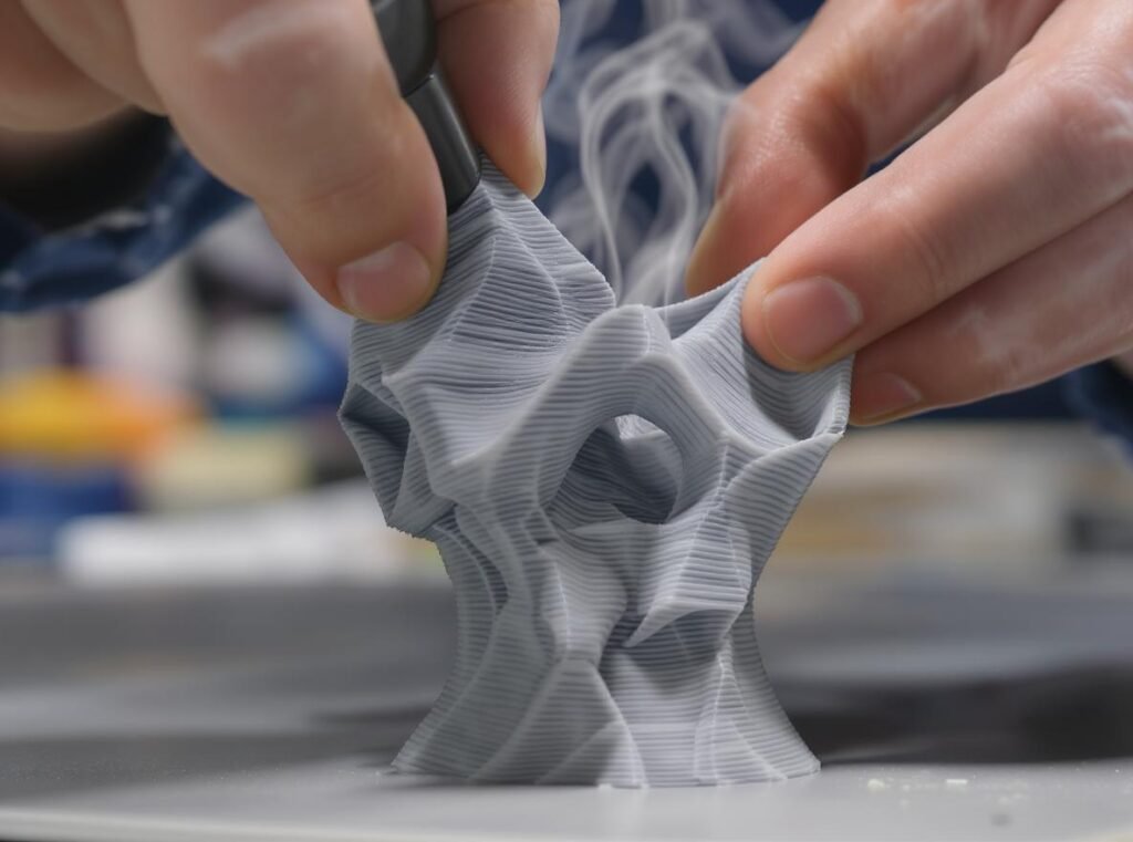 Hair dryer softening 3D print support structures for easy removal