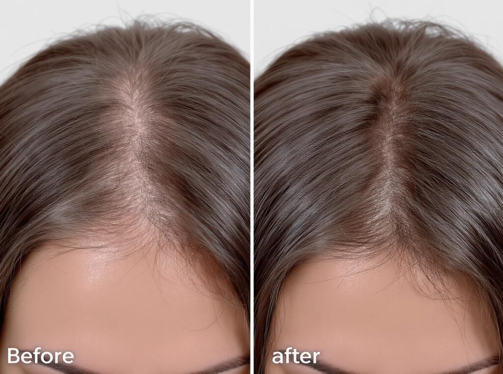 Before and after results showing hair health improvements with proper heat protection
