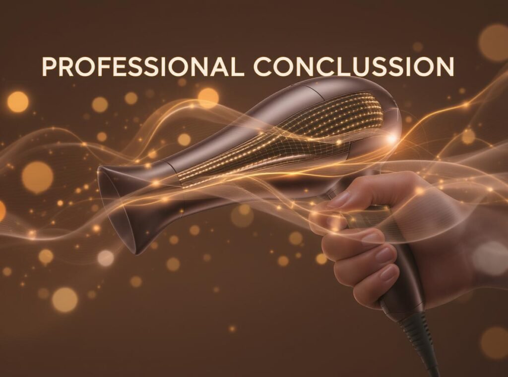 Summary visualization showing LED display hair dryer benefits and business success indicators