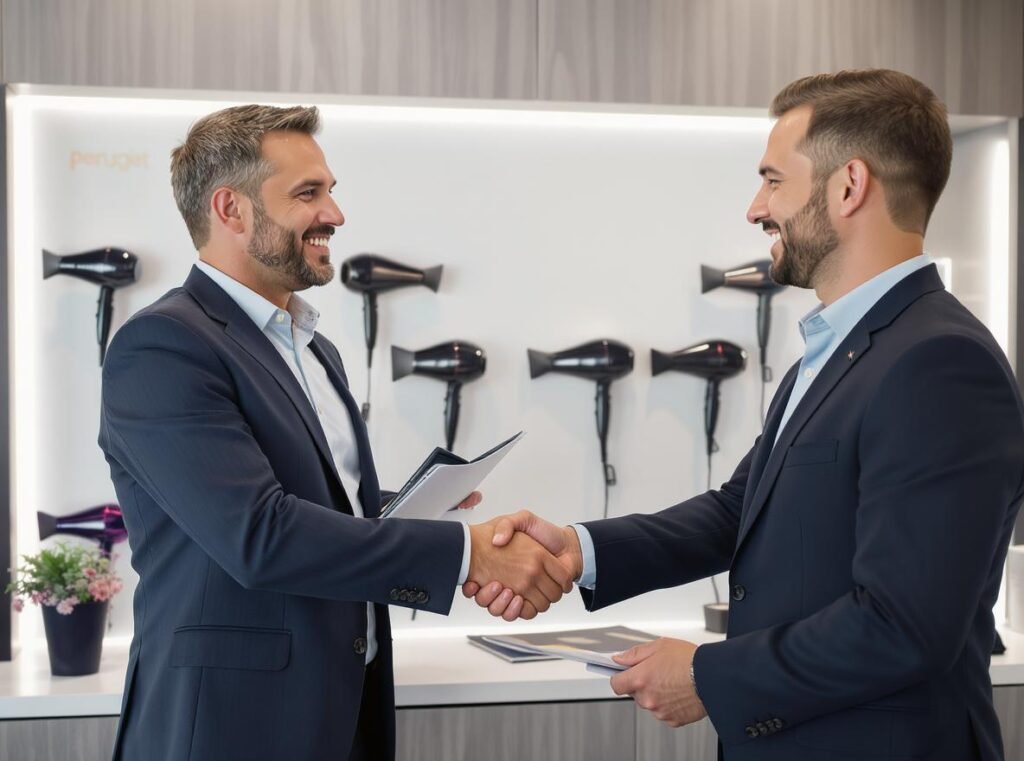 Successful business partnership in hair dryer motor selection and wholesale distribution