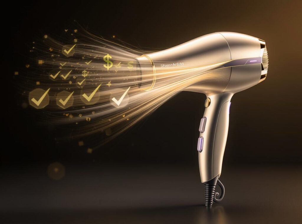 Premium smart hair dryer showing successful results and customer satisfaction