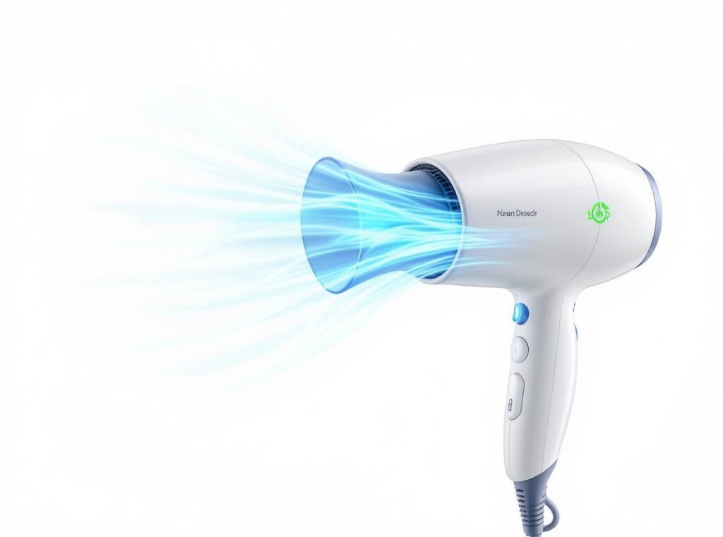 Hair dryer cold setting energy consumption showing low power usage and efficient operation