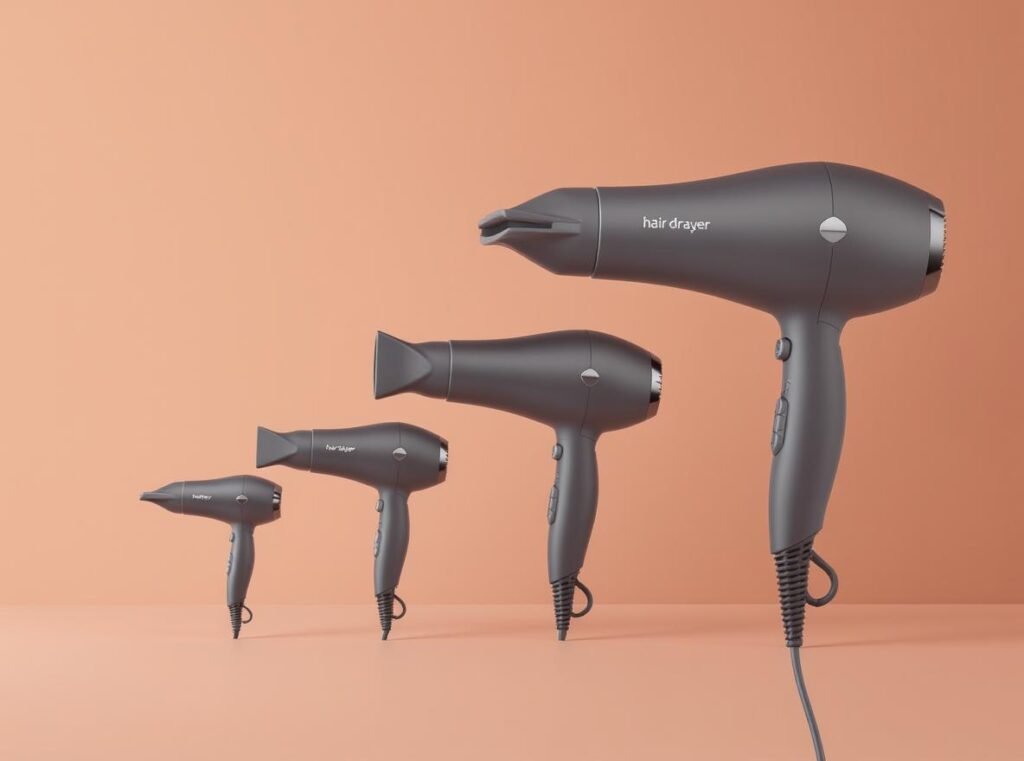 Hair dryer wattage ranges from travel size to professional salon models