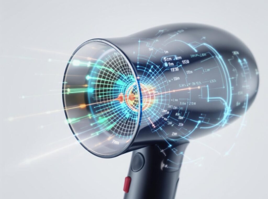 Smart hair dryer sensors detecting temperature and moisture levels