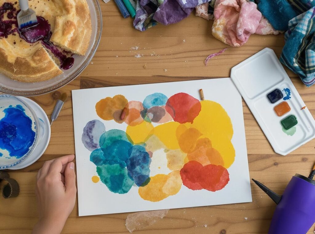 Craft projects suitable for hair dryer use including crayon art and paint drying