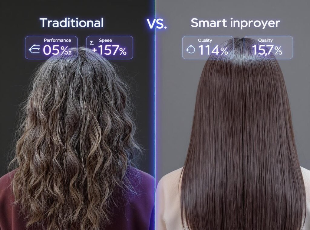 Performance comparison between traditional and smart hair dryers showing results