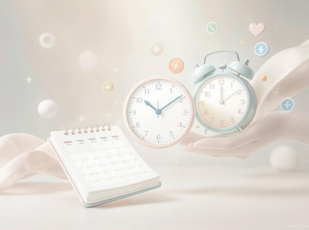 Timeline calendar showing post-surgery hair dryer usage schedule for different procedures