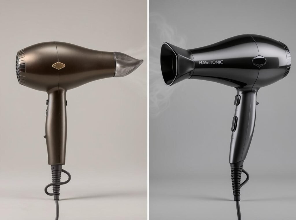 Traditional hair dryer versus modern ionic hair dryer comparison for monsoon season