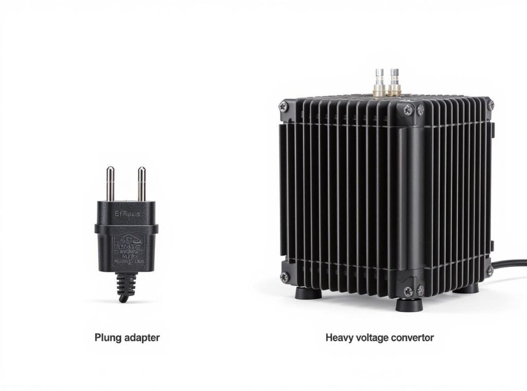 UK plug adapter versus voltage converter comparison for hair dryers
