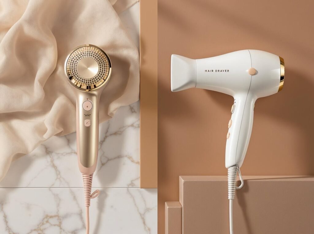 Premium professional hair dryer showing quality construction vs basic consumer model
