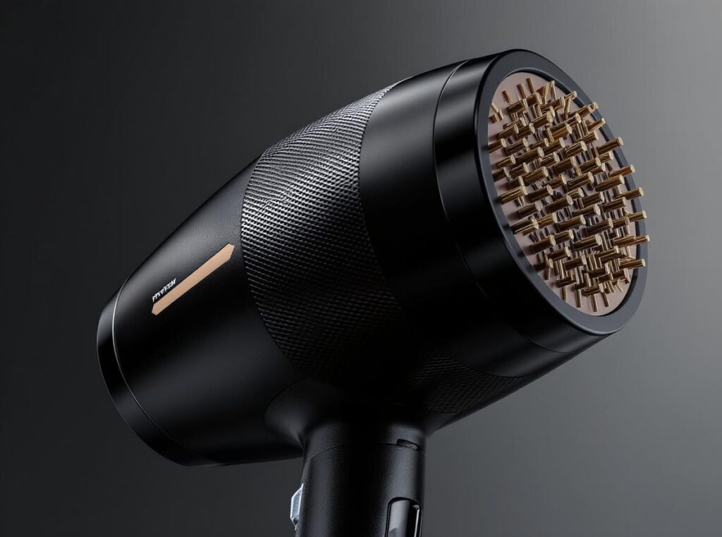 Premium hair dryer advanced features including digital display and professional attachments